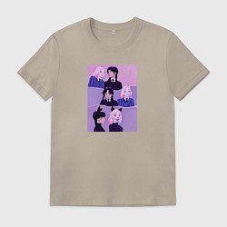 Футболка хлопковая мужская Уэнздей и Энид - Wednesday, цвет: миндальный