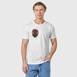 Футболка хлопковая мужская Демон маски Они, цвет: белый — фото 2