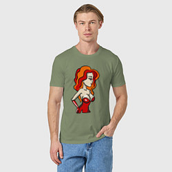 Футболка хлопковая мужская Властная дама, цвет: авокадо — фото 2