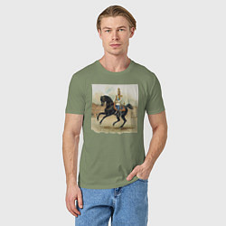 Футболка хлопковая мужская Николай II на коне на дворцовой площади, цвет: авокадо — фото 2