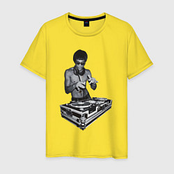 Футболка хлопковая мужская DJ Bruce Lee, цвет: желтый