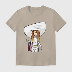 Футболка хлопковая мужская Дженни в белой шляпе, цвет: миндальный