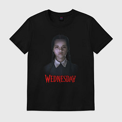Футболка хлопковая мужская Wednesday horror, цвет: черный