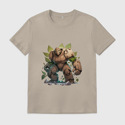 Футболка хлопковая мужская Каменный голем, цвет: миндальный