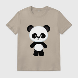 Футболка хлопковая мужская Панда милашка, цвет: миндальный