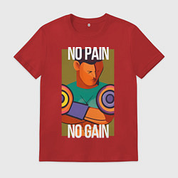 Футболка хлопковая мужская No pain no gain casual art, цвет: красный