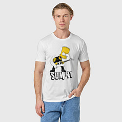 Футболка хлопковая мужская Sum41 Барт Симпсон рокер, цвет: белый — фото 2