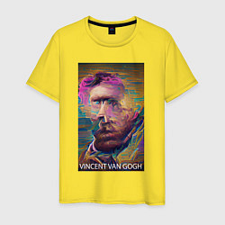 Футболка хлопковая мужская Vincent Van Gogh - автопортрет - нейросеть, цвет: желтый