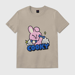 Футболка хлопковая мужская Cooky BT21 Jungkook, цвет: миндальный