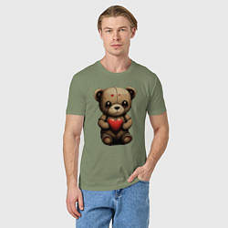 Футболка хлопковая мужская Влюбленный медвежонок, цвет: авокадо — фото 2