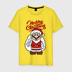 Футболка хлопковая мужская Christmas Mario, цвет: желтый