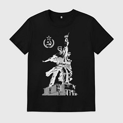 Футболка хлопковая мужская Памятник серп и молот, цвет: черный