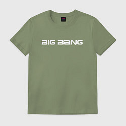 Футболка хлопковая мужская Big bang белый логотип, цвет: авокадо