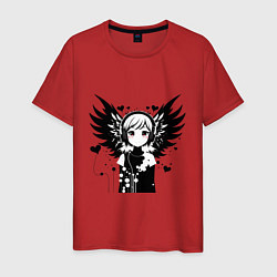 Футболка хлопковая мужская Cute anime cupid angel girl wearing headphones, цвет: красный