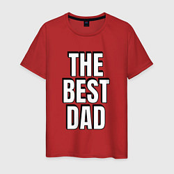 Футболка хлопковая мужская The best dad белая надпись с тенью, цвет: красный