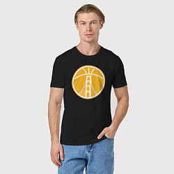 Футболка хлопковая мужская Warriors ball, цвет: черный — фото 2