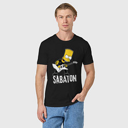 Футболка хлопковая мужская Sabaton Барт Симпсон рокер, цвет: черный — фото 2