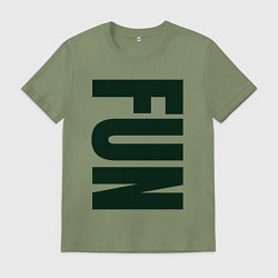 Футболка хлопковая мужская Fun: большие перевернутые буквы, цвет: авокадо