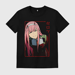 Футболка хлопковая мужская Zero Two anime girl, цвет: черный