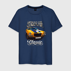 Футболка хлопковая мужская Американский маслкар Chevrolet Camaro, цвет: тёмно-синий