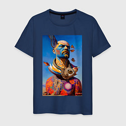 Футболка хлопковая мужская Памятник Ленину - нейросеть - сюрреализм, цвет: тёмно-синий