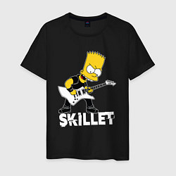 Футболка хлопковая мужская Skillet Барт Симпсон рокер, цвет: черный
