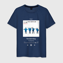Футболка хлопковая мужская The Beatles Yesterday плеер, цвет: тёмно-синий