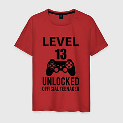Футболка хлопковая мужская Level 13 unlocked, цвет: красный