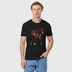 Футболка хлопковая мужская Австралийская пастушья лошадь, цвет: черный — фото 2