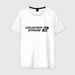 Футболка хлопковая мужская Counter strike 2 лого черный, цвет: белый
