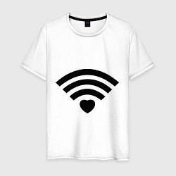 Футболка хлопковая мужская Wi-Fi Love, цвет: белый