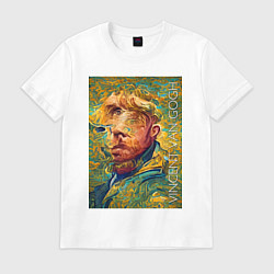 Футболка хлопковая мужская Abstract Vincent van Gogh - surrealism self-portra, цвет: белый