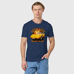Футболка хлопковая мужская Американский маслкар Chevrolet Corvette Stingray, цвет: тёмно-синий — фото 2