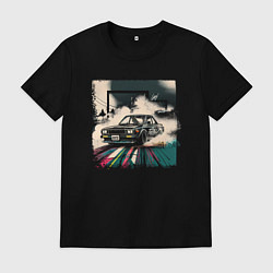 Футболка хлопковая мужская JDM дрифт, цвет: черный
