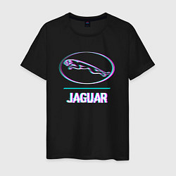 Мужская футболка Значок Jaguar в стиле glitch