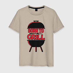 Футболка хлопковая мужская Born to grill, цвет: миндальный