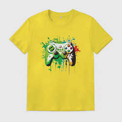 Футболка хлопковая мужская Яркий игровой джойстик, цвет: желтый