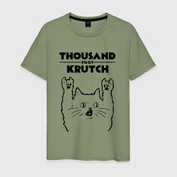 Футболка хлопковая мужская Thousand Foot Krutch - rock cat, цвет: авокадо