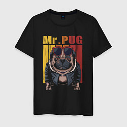Футболка хлопковая мужская Mr pug, цвет: черный
