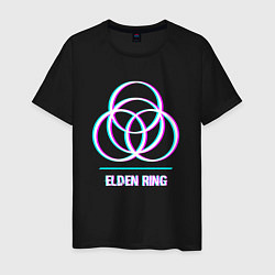 Футболка хлопковая мужская Elden Ring в стиле glitch и баги графики, цвет: черный
