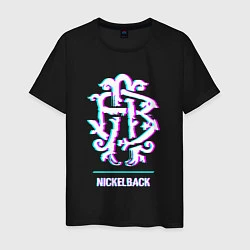 Футболка хлопковая мужская Nickelback glitch rock, цвет: черный