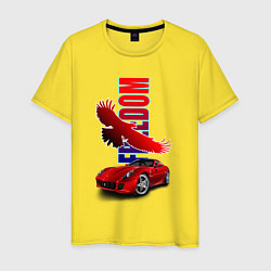 Футболка хлопковая мужская Орёл над тачкой, цвет: желтый