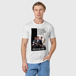 Футболка хлопковая мужская Майкл, Франклин, Тревор из GTA, цвет: белый — фото 2