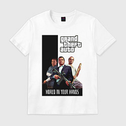 Футболка хлопковая мужская Майкл, Франклин, Тревор из GTA, цвет: белый