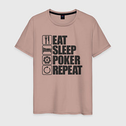 Мужская футболка Eat, sleep, poker, repeat