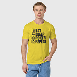 Футболка хлопковая мужская Eat, sleep, poker, repeat, цвет: желтый — фото 2