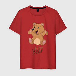 Футболка хлопковая мужская Bear happy, цвет: красный