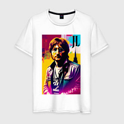 Футболка хлопковая мужская John Lennon - world legend, цвет: белый