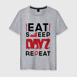 Футболка хлопковая мужская Надпись: eat sleep DayZ repeat, цвет: меланж