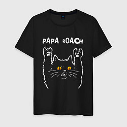 Футболка хлопковая мужская Papa Roach rock cat, цвет: черный